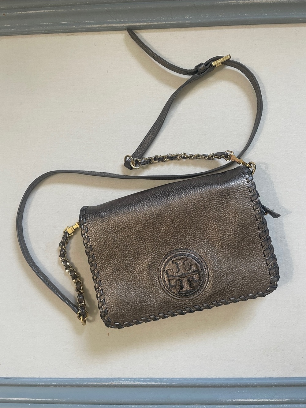 Tory Burch Marion crossbody Metallic finish Excellent condition